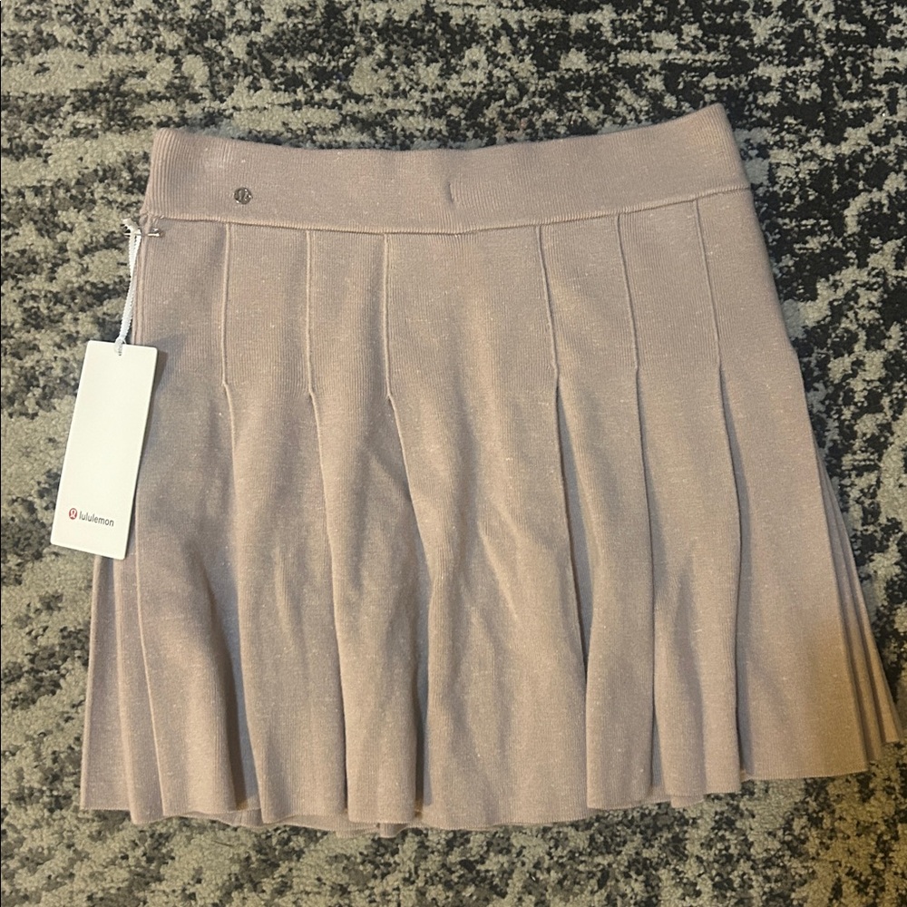 Lululemon Ribbed Merino Wool Pleated Skirt Heathered Mink Berry Multi - Picture 4 of 9